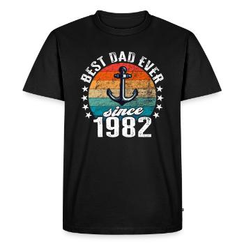 Best dad in the world since 1982 anchor - Men's Premium Organic T-Shirt - black - Front - Nico (187cm)