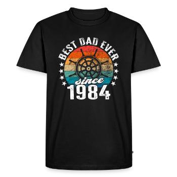 Meilleur père du monde depuis 1984 capitaine - T-shirt Premium bio Homme - noir - Devant - Nico (187cm)
