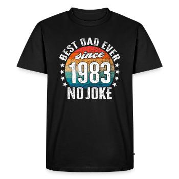 Meilleur papa du monde depuis 1983 No Joke - T-shirt Premium bio Homme - noir - Devant - Nico (187cm)
