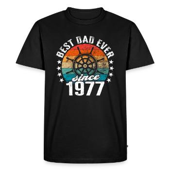 Meilleur père du monde depuis 1977 capitaine - T-shirt Premium bio Homme - noir - Devant - Nico (187cm)