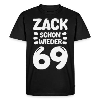 Zack 69 encore ! Anniversaire - T-shirt Premium bio Homme - noir - Devant - Nico (187cm)