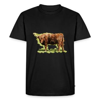 Les bovins Highland Cattle sont frugals - T-shirt Premium bio Homme - noir - Devant - Nico (187cm)