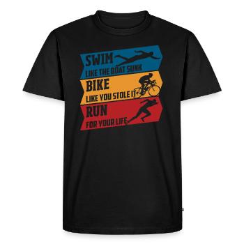 Natation - vélo - course - T-shirt Premium bio Homme - noir - Devant - Nico (187cm)