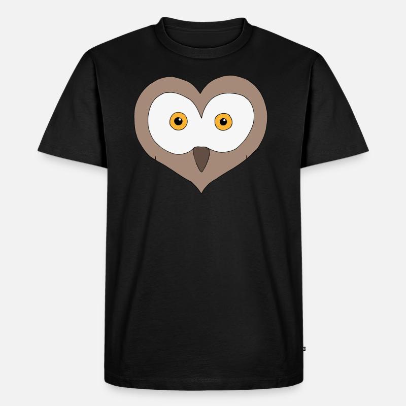 Herz-Eule - Männer Premium Bio T-Shirt - Schwarz