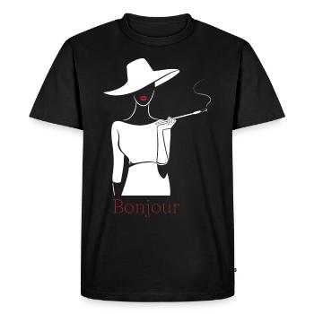 bonjour Tshirt - Salut French Tshirt - Men's Premium Organic T-Shirt - black - Front - Nico (187cm)