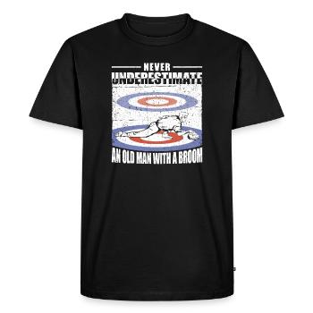 Never Underestimate An Old Man With A Broom - Men's Premium Organic T-Shirt - black - Front - Nico (187cm)