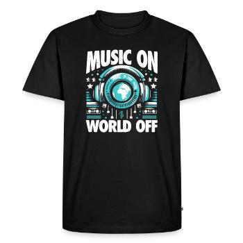 Music On World Off - Pour les amateurs de fête et de musique - T-shirt Premium bio Homme - noir - Devant - Nico (187cm)