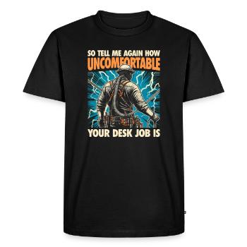 Electrician on the mast - your way to becoming an electricity professional! - Men's Premium Organic T-Shirt - black - Front - Nico (187cm)