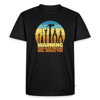 Avertissement! Cet électricien va vous choquer - T-shirt Premium bio Homme - noir - Devant - Nico (187cm)