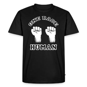 One Race, Human - Men's Premium Organic T-Shirt - black - Front - Nico (187cm)
