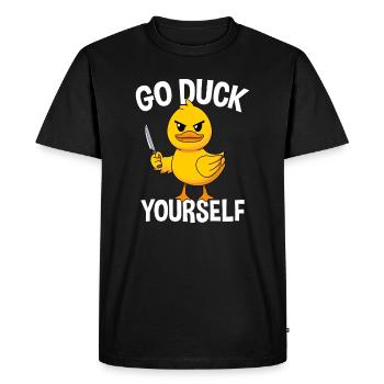 Go Duck Yourself Duck with Knife - T-shirt Premium bio Homme - noir - Devant - Nico (187cm)