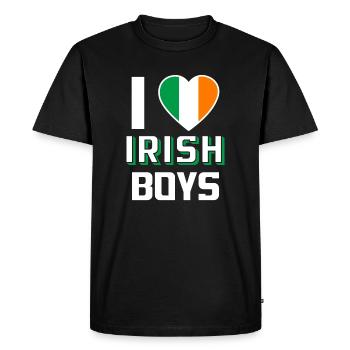 J’aime les garçons irlandais Nationalité Irlande - T-shirt Premium bio Homme - noir - Devant - Nico (187cm)