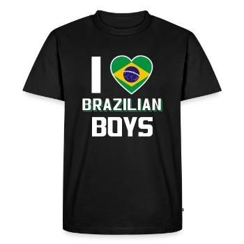 J’aime les garçons brésiliens Nationalité brésilienne - T-shirt Premium bio Homme - noir - Devant - Nico (187cm)