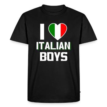 J’aime les garçons italiens Nationalité Italie - T-shirt Premium bio Homme - noir - Devant - Nico (187cm)