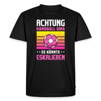 Handball Oma Es Könnte Eskalieren Omi Sport - Männer Premium Bio T-Shirt - Schwarz - Vorne - Nico (187cm)