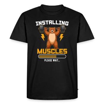 Installing Muscles Please Wait Fitness - Men's Premium Organic T-Shirt - black - Front - Nico (187cm)