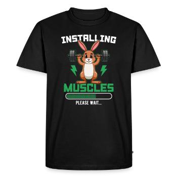 Installing Muscles Please Wait Fitness - Men's Premium Organic T-Shirt - black - Front - Nico (187cm)