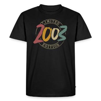 Né en 2003 18 ans Majeure - T-shirt Premium bio Homme - noir - Devant - Nico (187cm)