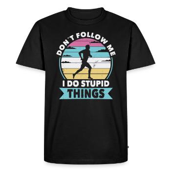Don t follow me running - Men's Premium Organic T-Shirt - black - Front - Nico (187cm)