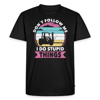 Do not follow Forklifts - Men's Premium Organic T-Shirt - black - Front - Nico (187cm)