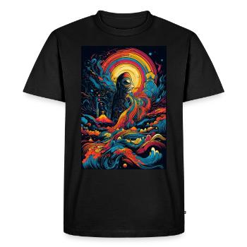 Trippy Explosion - Psychedelic Motif - Men's Premium Organic T-Shirt - black - Front - Nico (187cm)
