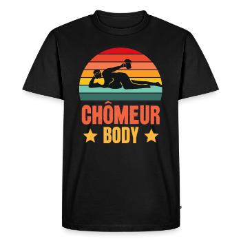 chômeur body - T-shirt Premium bio Homme - noir - Devant - Nico (187cm)