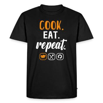 Cook Hobby Chef Cook Cook Eat Repeat Gift Idea - Men's Premium Organic T-Shirt - black - Front - Nico (187cm)
