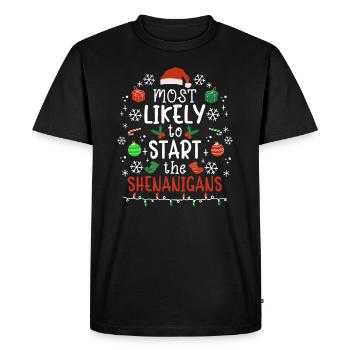 Fête de Noël en disant humour drôle et spirituel - T-shirt Premium bio Homme - noir - Devant - Nico (187cm)