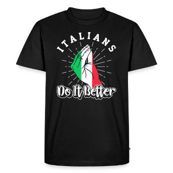 Italien Italien Italien Drôle de dicton - T-shirt Premium bio Homme - noir - Devant - Nico (187cm)