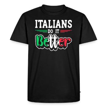 Italien Italien Italien Drôle de dicton - T-shirt Premium bio Homme - noir - Devant - Nico (187cm)