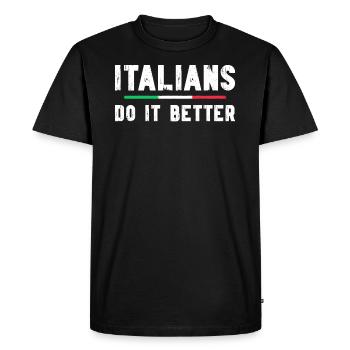 Italien Italien Italien Drôle de dicton - T-shirt Premium bio Homme - noir - Devant - Nico (187cm)