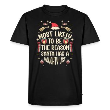 Christmas Funny Saying Naughty Xmas - Men's Premium Organic T-Shirt - black - Front - Nico (187cm)