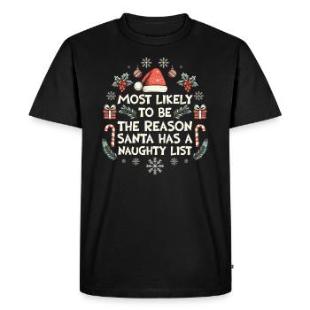Noël drôle disant Noël coquin - T-shirt Premium bio Homme - noir - Devant - Nico (187cm)
