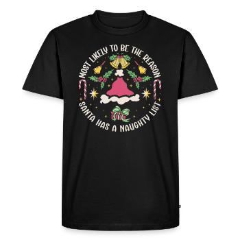 Noël drôle disant Noël coquin - T-shirt Premium bio Homme - noir - Devant - Nico (187cm)