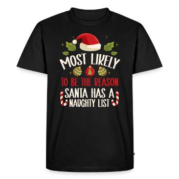 Noël drôle disant Noël coquin - T-shirt Premium bio Homme - noir - Devant - Nico (187cm)