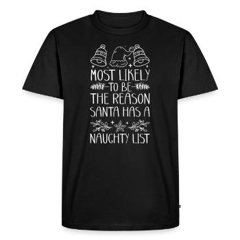 Christmas Funny Saying Naughty Xmas - Men's Premium Organic T-Shirt - black - Front - Nico (187cm)