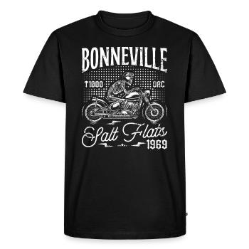 Bonneville Salt Flats Moto Racing Vintage - T-shirt Premium bio Homme - noir - Devant - Nico (187cm)
