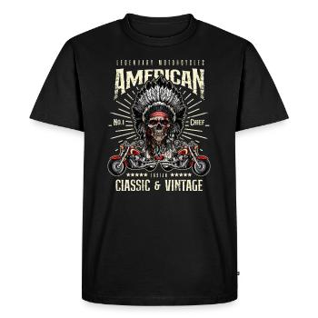 Vintage American Motorcycle Indian Old Motorbike - T-shirt Premium bio Homme - noir - Devant - Nico (187cm)
