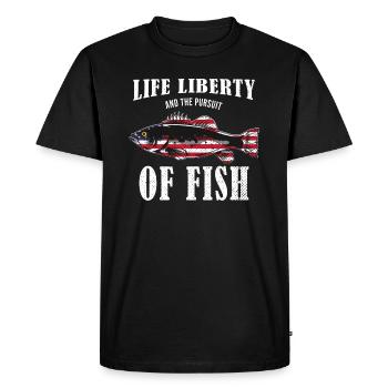 Life Liberty & The Pursuit Of Fish USA Fishing - T-shirt Premium bio Homme - noir - Devant - Nico (187cm)