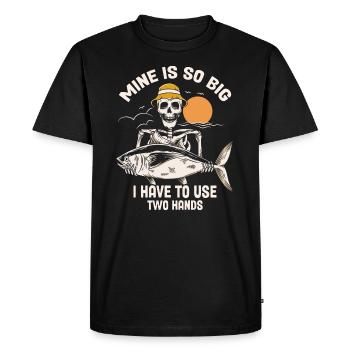 Le mien est si grand que je dois utiliser les deux mains pêcheur - T-shirt Premium bio Homme - noir - Devant - Nico (187cm)