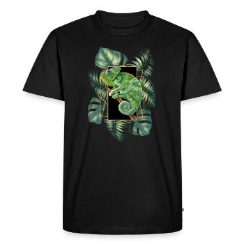 Veiled Chameleon Jungle Pattern Tropical Chameleon - Men's Premium Organic T-Shirt - black - Front - Nico (187cm)