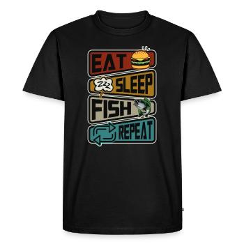 Funny Fishing Eat Sleep Fish Repeat Fishing - Men's Premium Organic T-Shirt - black - Front - Nico (187cm)