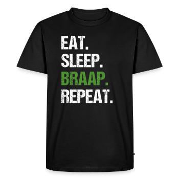 Eat Sleep Braap Repeat Funny Dirt Bike Motocross - Men's Premium Organic T-Shirt - black - Front - Nico (187cm)