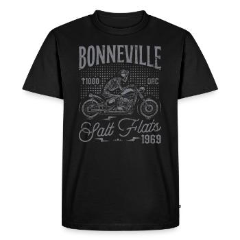 Bonneville Salt Flats Moto Racing Vintage - T-shirt Premium bio Homme - noir - Devant - Nico (187cm)