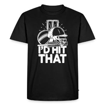 I'd Hit That Funny Cricket Cricketers - Men's Premium Organic T-Shirt - black - Front - Nico (187cm)