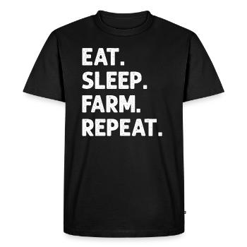 Eat Sleep Farm Repeat Funny Farming Farmer - Men's Premium Organic T-Shirt - black - Front - Nico (187cm)