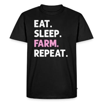 Eat Sleep Farm Repeat Funny Farming Farmer - Men's Premium Organic T-Shirt - black - Front - Nico (187cm)