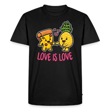Pineapple Belongs On Pizza Funny Food Love Is Love - Men's Premium Organic T-Shirt - black - Front - Nico (187cm)