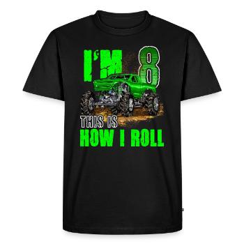 8th Birthday Monster Truck For Boys & Girls 8 Year - Men's Premium Organic T-Shirt - black - Front - Nico (187cm)