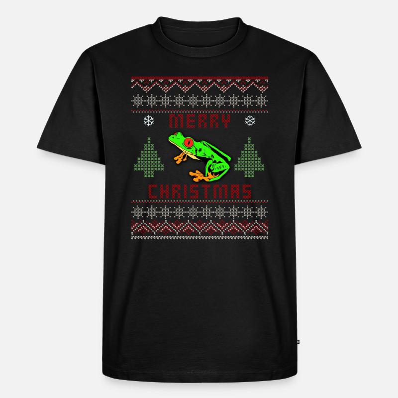 Rotäugiger Baumfrosch Hässlicher Weihnachtspullover Design - Männer Premium Bio T-Shirt - Schwarz